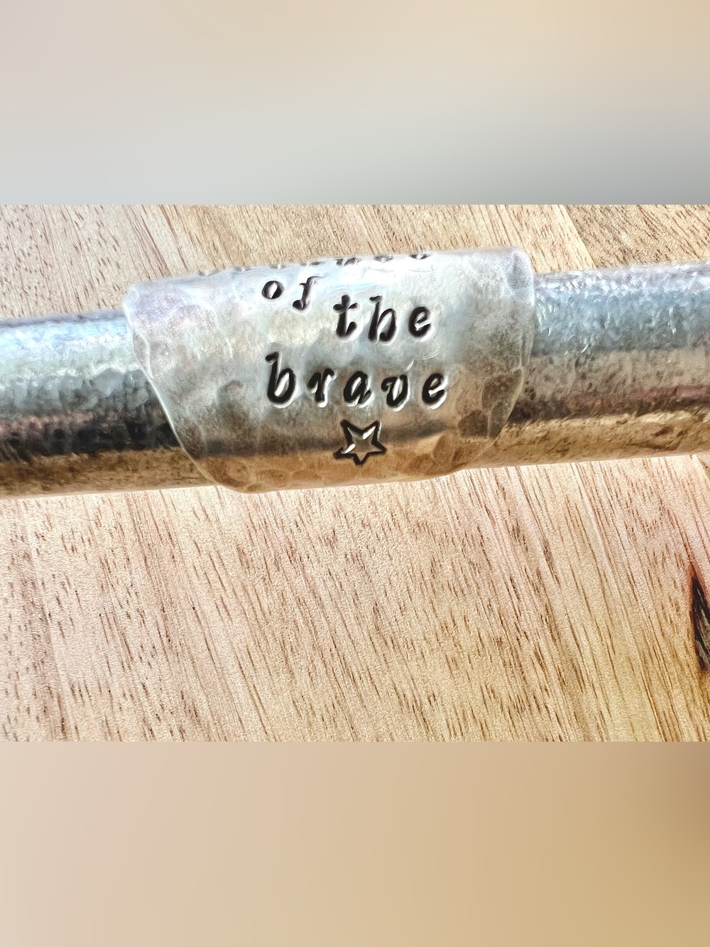 Hammered Vintage Spoon Ring “Free Because of the Brave" Hand Stamped Women’s - Picture 9 of 14